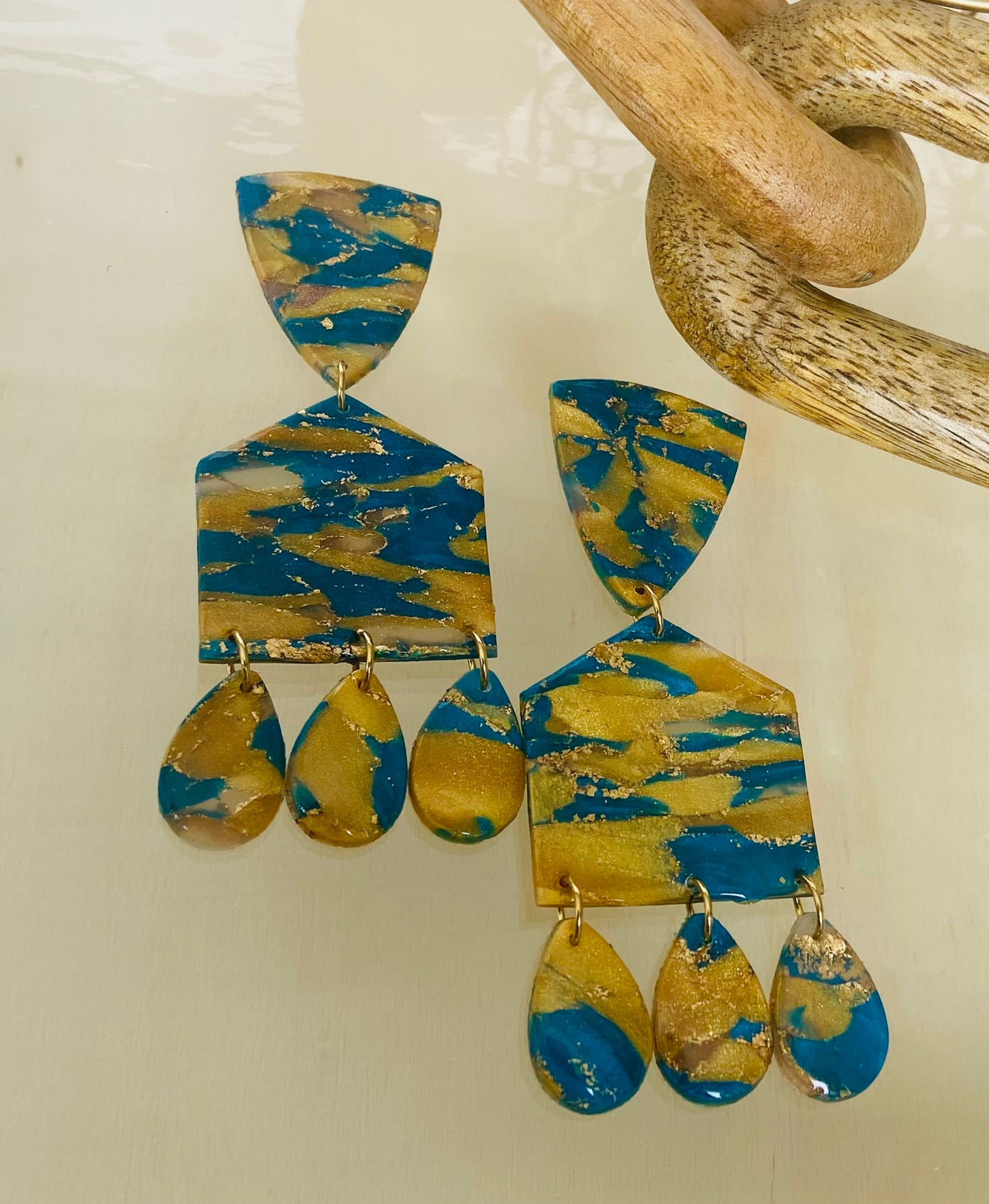 Gold and Teal Drops