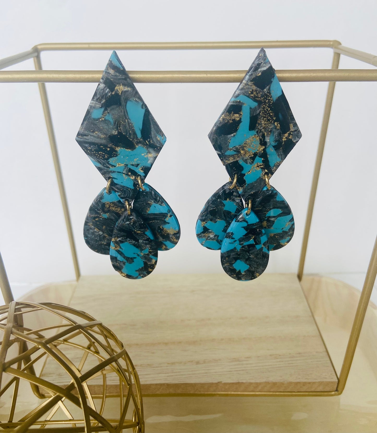 Blue, Black & Grey Diamond Drops