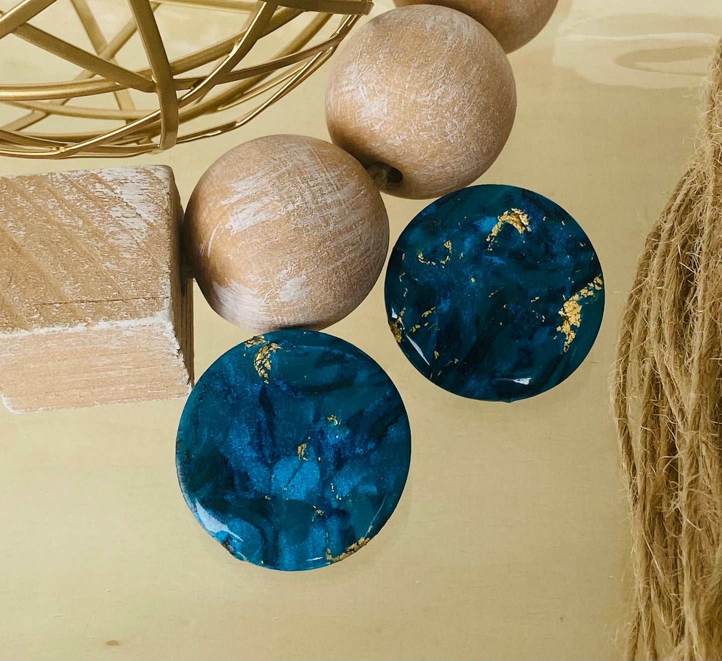 Teal Button Studs