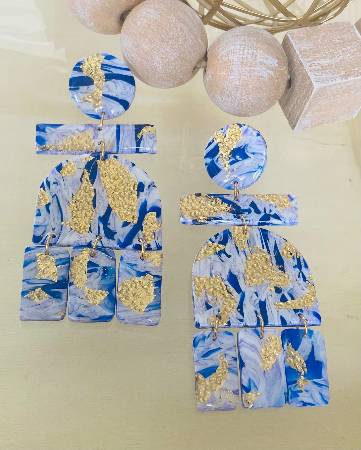 Purple and Gold Tribal Chandelier Earrings