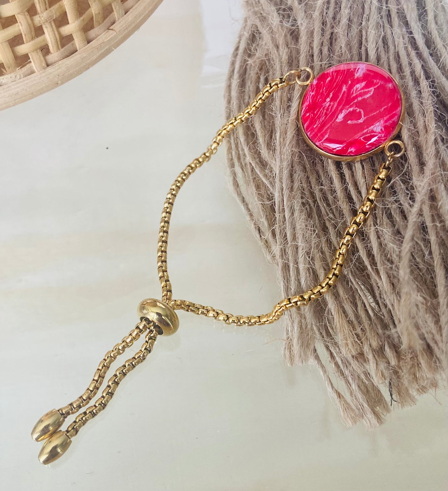 Adjustable Bracelet (red and white)