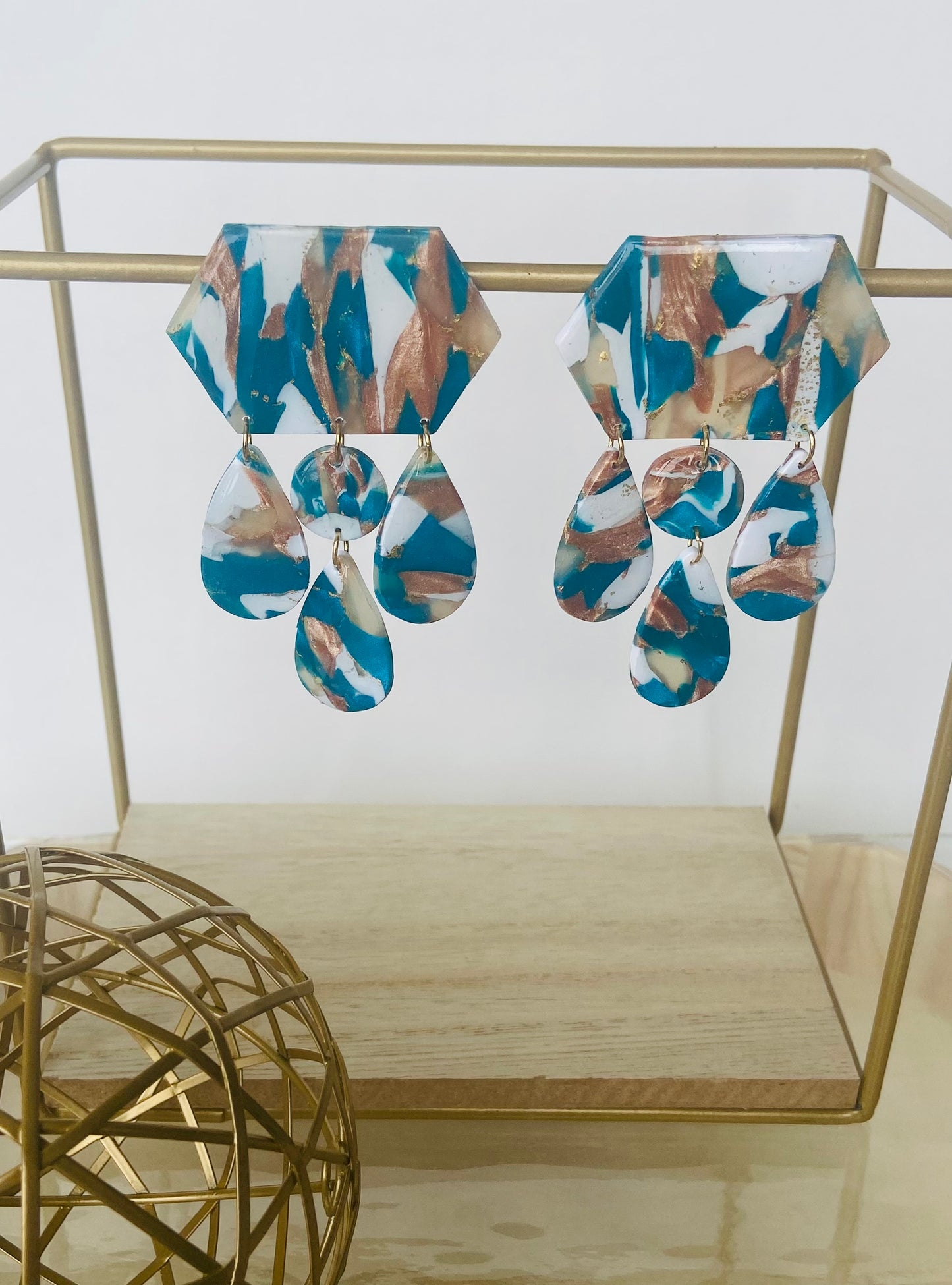 Teal, Brown and White Chandelier