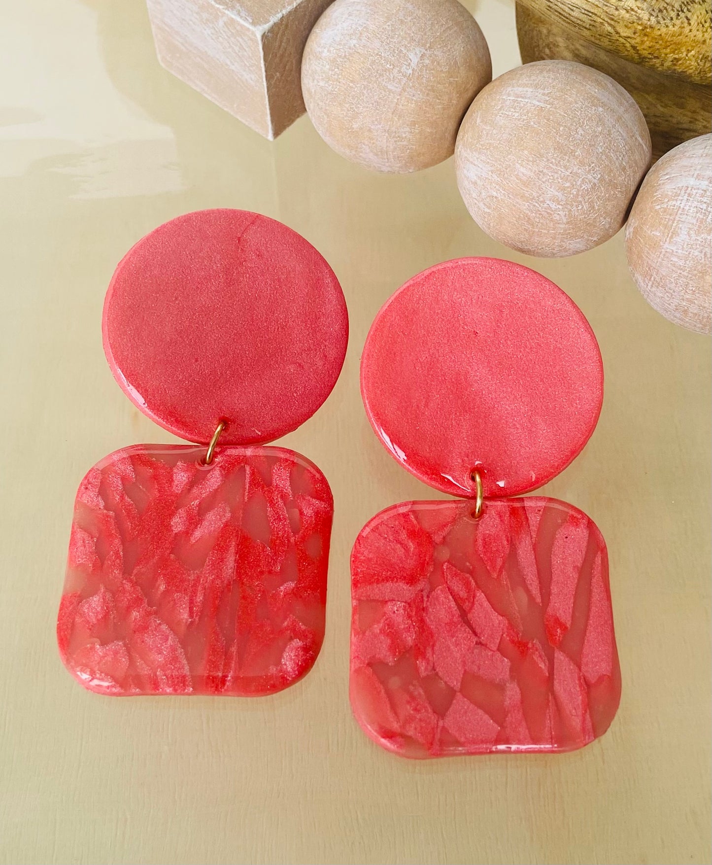 Coral Circle Square Drops