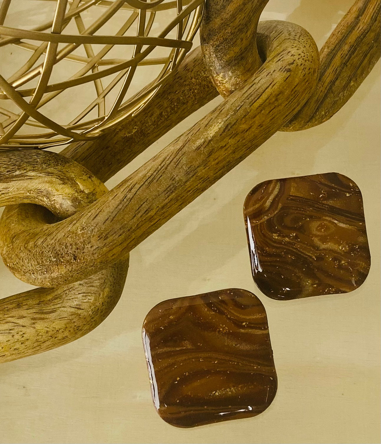 Brown Square Studs